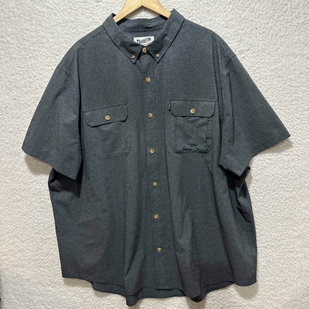 Duluth Trading Co. Men's Button Up Short Sleeve Shirt‎ Size 3XL Gray Relaxed Fit